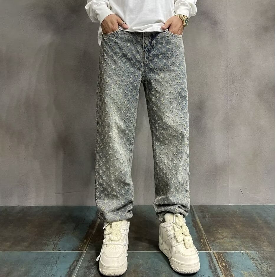 Jacquard Straight-Leg Jeans
